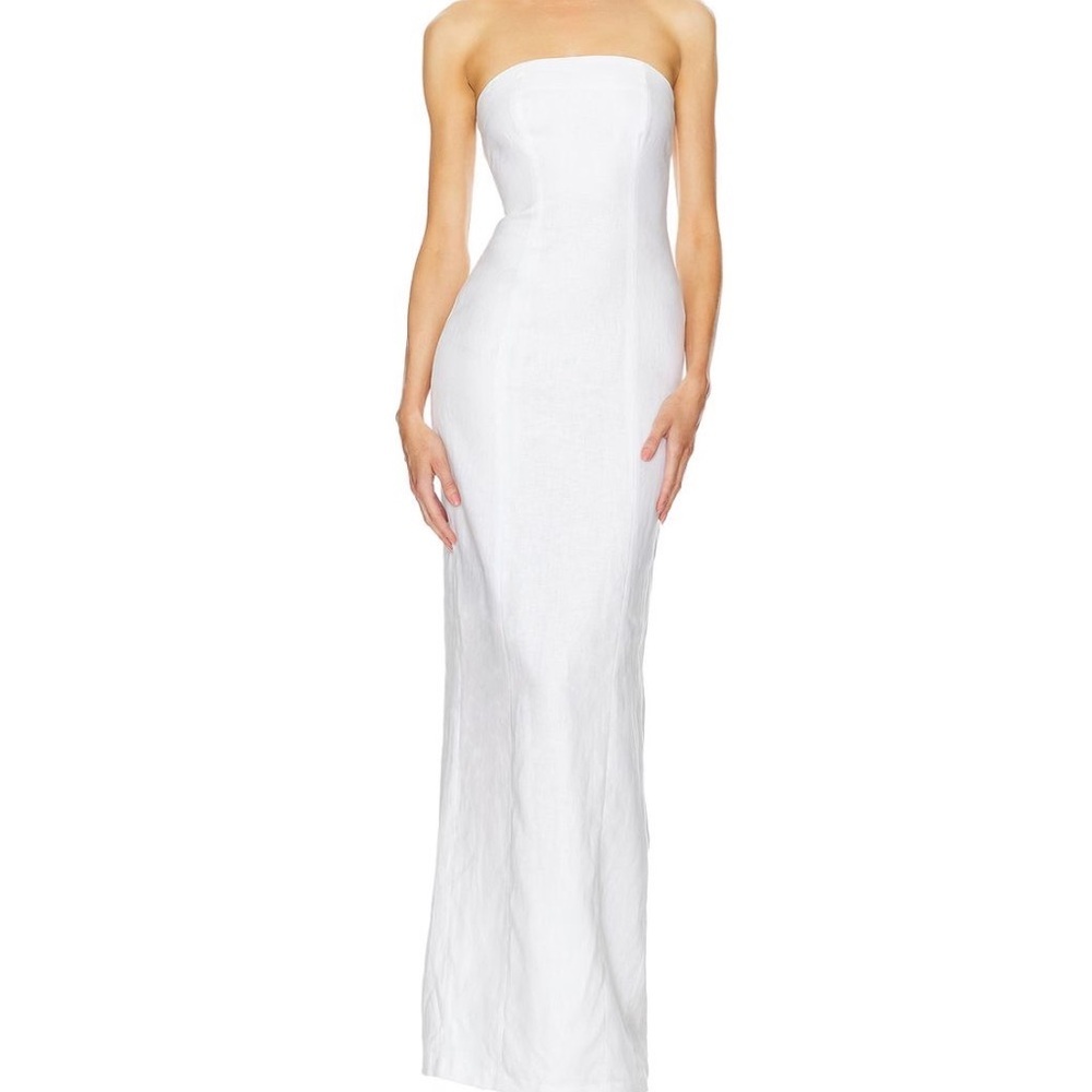 Helsa Revolve Linen Strapless Maxi Dress Size 0